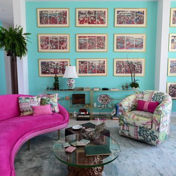 Boney Decor Solutions - Happy colors in a living room highlighting international decor. - Interior Design Near Me