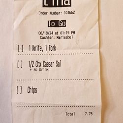 Panera Bread - Order receipt