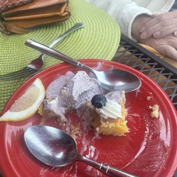 The Livery Tavern - Lemon square with blueberry ice cream both - New American Near Me - Lewisburg, West Virginia
