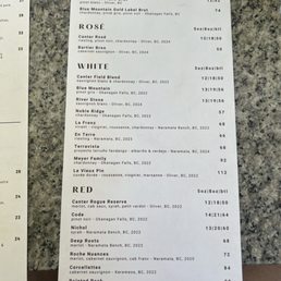 Wine menu