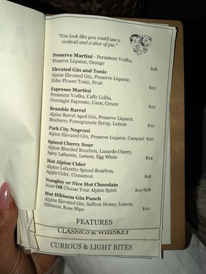 Menu photo 1 Alpine Distilling Bar Park City, UT