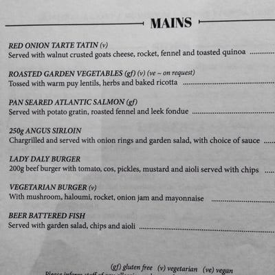 Menu photo 2 Lady Daly Hotel Hindmarsh, SA