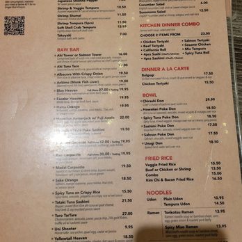 Sasa Sushi - Menu 12/7/24 - Japanese Near Me - Dallas, Texas