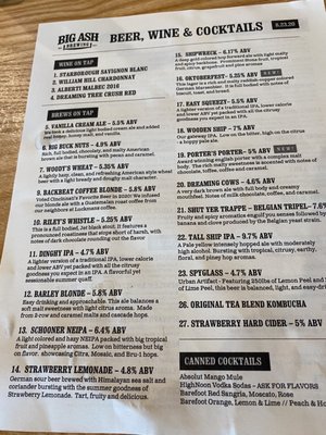 Menu photo 5 Big Ash Brewing Cincinnati, OH