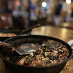 Burt's Place - Sausage, onion, black pepper deep dish in a very relaxed, old school Chicago setting with 10 tables in the interior dining room.
