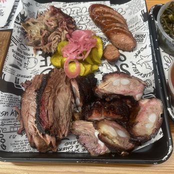 Soul & Smoke Avondale - Meat sampler-Smoked Prime Brisket, Smoked Pulled Pork, Duroc Rib Tips, Jalapeño Cheddar Sausage, House-made Pickles & Pickled Onions - Barbeque Near Me - Chicago, Illinois Soul & Smoke Avondale - Meat sampler-Smoked Prime Brisket, Smoked Pulled Pork, Duroc Rib Tips, Jalapeño Cheddar Sausage, House-made Pickles & Pickled Onions - Barbeque Near Me - Chicago, Illinois