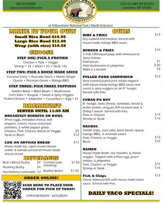 Menu photo 2 Grizzly Grille Gardiner, MT