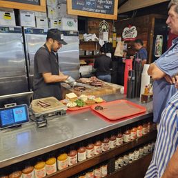 Slicing brisket and ribs - YUM!!