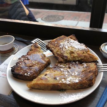 Flour Bakery + Cafe - French toast with a view and real maple syrup! Delicious!! - Coffee & Tea Near Me - Cambridge, Massachusetts