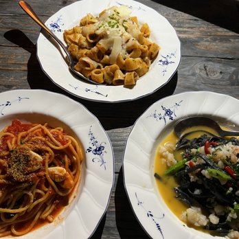 Margot - Vegan spaghetti, wagyu bolognese, and shrimp tagliatini - Spanish Near Me - Culver City, California Margot - Vegan spaghetti, wagyu bolognese, and shrimp tagliatini - Spanish Near Me - Culver City, California