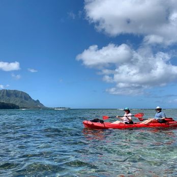 Kayak Hanalei - Double Kayak with Bali Hai (Mount Makana) in the background. - Tours Near Me - Hanalei, Hawaii