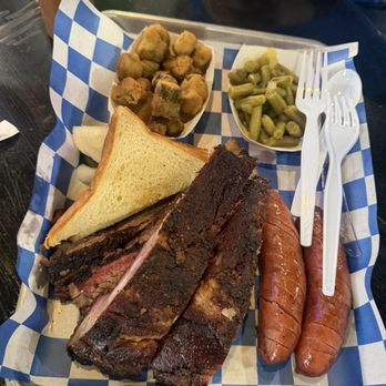 K&K Bar B-Que - Three meat plate with extra rib - Barbeque Near Me - Corsicana, Texas K&K Bar B-Que - Three meat plate with extra rib - Barbeque Near Me - Corsicana, Texas