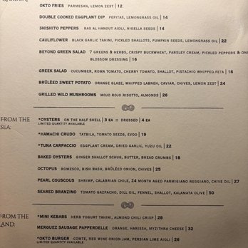 Okto - Menu Aug 2026 - Bars Near Me - Houston, Texas