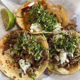 Steak and pork skin tacos Steak and pork skin tacos