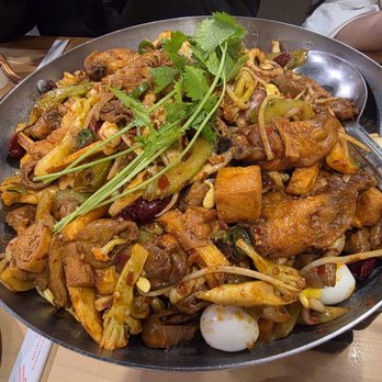 Qiwei Kitchen - Chicken, intestine, and squid dry pot - Chinese Near Me - Rowland Heights, California
