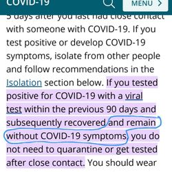 Cook Children's Urgent Care Center - CDC website excerpt. Angie compared me to parents who bring their well kids for a negative test for school. He had NEW symptoms.