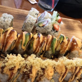 Sushi House - Cougar, bottom. Happy, middle & California on top. - Sushi Bars Near Me - Dallas, Texas Sushi House - Cougar, bottom. Happy, middle & California on top. - Sushi Bars Near Me - Dallas, Texas