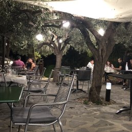 Outdoor dining.  Bright but not too bright.  Lovely ambiance.