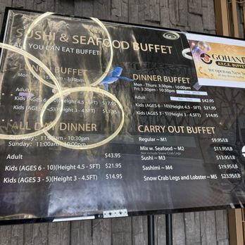 Gohan Buffet - Current pricing - sorry for the glare. - Buffets Near Me - Duluth, Georgia Gohan Buffet - Current pricing - sorry for the glare. - Buffets Near Me - Duluth, Georgia