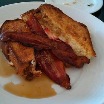 Amuse Restaurant - French toast with strawberries, maple syrup, and bacon. - New American Near Me - Richmond, Virginia Amuse Restaurant - French toast with strawberries, maple syrup, and bacon. - New American Near Me - Richmond, Virginia