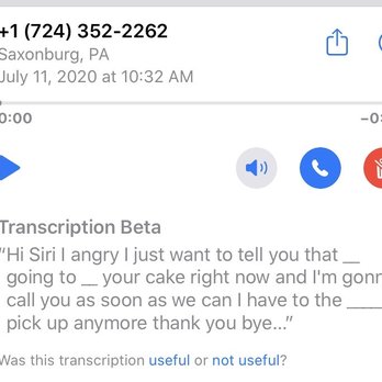 Mainstreet Bake Shop - The voicemail stating that a late pickup was no longer needed - Bakeries Near Me - Saxonburg, Pennsylvania