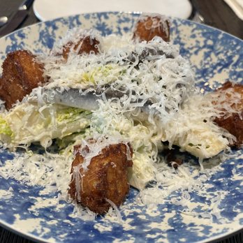 Navy Blue - Caesar salad. Yummy homemade croutons and fresh sardines. - Seafood Near Me - Houston, Texas