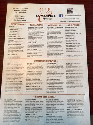 Menu photo 1 La Cantina Marion, IA Menu photo 1 La Cantina Marion, IA