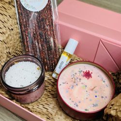Saia Wholistic - Candle, bath salt, fragrance roll on, incense stick.