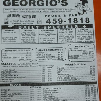 Georgios Sub and Pizza Shoppe - menu - Pizza Near Me - Hazleton, Pennsylvania