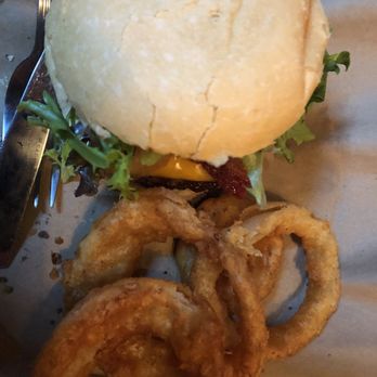 Stock & Barrel - Classic burger with bacon and onion rings - Burgers Near Me - Knoxville, Tennessee