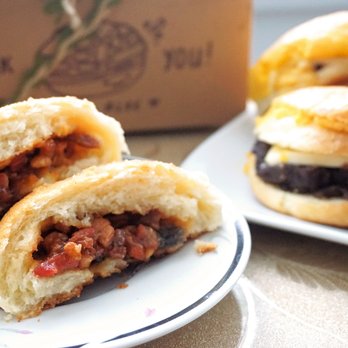 Cafe Aloe - Crispy BBQ Pork Bun: crispy top, homemade BBQ pork filling ($3.50). - Cafes Near Me - Bellevue, Washington