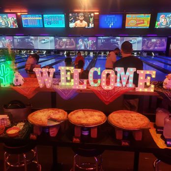 Bowlero Upland - Spokennoise this is the picture of our whole setup drinks pizza and are welcome sign - Bowling Near Me - Upland, California Bowlero Upland - Spokennoise this is the picture of our whole setup drinks pizza and are welcome sign - Bowling Near Me - Upland, California