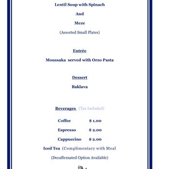 Bistro 118 - Greek menu (10/6/16) - Diners Near Me - Tampa, Florida
