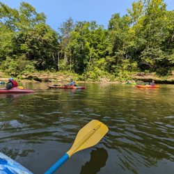 Sugar Valley Canoe Trips - River was wide and deep, only one shallow spot that I got stuck on due to a current pulling me into it
