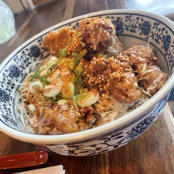 Jackrabbit Filly - Karaage Don Rice, cabbage, scallion, soft egg bowl with sweet soy glaze - Chinese Near Me - North Charleston, South Carolina Jackrabbit Filly - Karaage Don Rice, cabbage, scallion, soft egg bowl with sweet soy glaze - Chinese Near Me - North Charleston, South Carolina