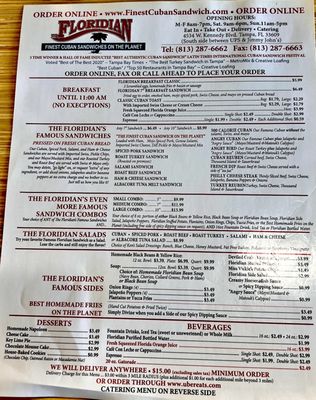 Menu photo 2 The Floridian Tampa, FL Menu photo 2 The Floridian Tampa, FL