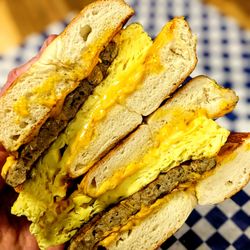 Blue Sky Bistro - Sausage Egg and Cheese Bagel Sandwich