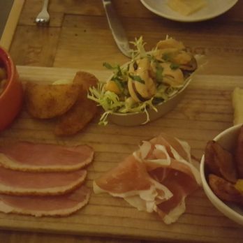 Tasca Tasca - Our tapas board with smoked duck, ham, piri piri potatoes, mussels, crab empanadas, mac n cheese, and some cheese. - Wine Bars Near Me - Sonoma, California