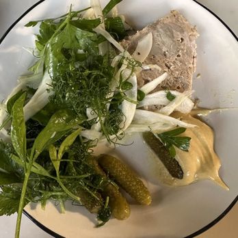 Late Air - Hunter Pork Terrine with pickles and salad - Wine Bars Near Me - Savannah, Georgia Late Air - Hunter Pork Terrine with pickles and salad - Wine Bars Near Me - Savannah, Georgia