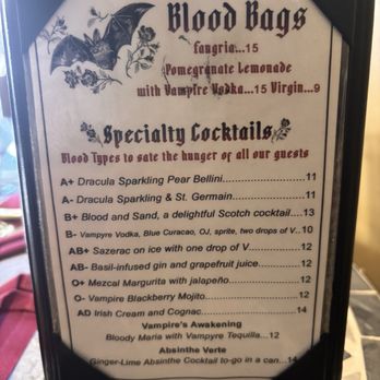 Vampire Cafe - Cocktail menu - Cafes Near Me - New Orleans, Louisiana