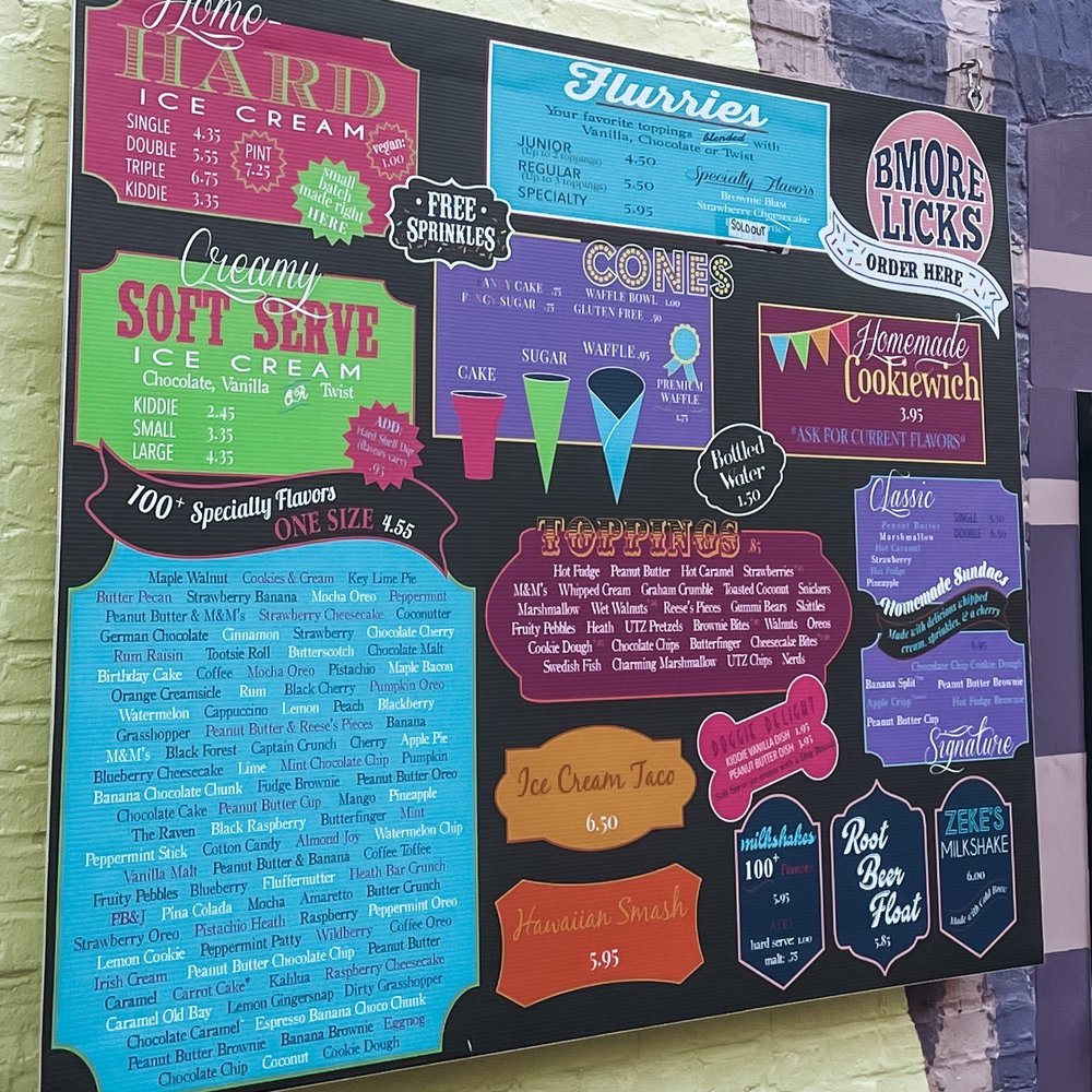 Bmore Licks - Menu - Ice Cream & Frozen Yogurt Near Me - Baltimore, Maryland Bmore Licks - Menu - Ice Cream & Frozen Yogurt Near Me - Baltimore, Maryland