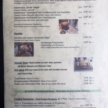 Bernerhof - Fondue Menu - Fondue Near Me - Wengen, BE