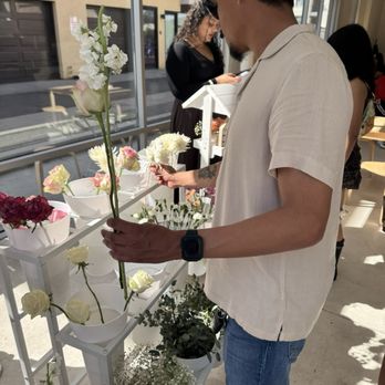 Abode Floral - DIY floral bouquet making station that granted a free drink at Stray Dogs Coffee - Floral Designers Near Me