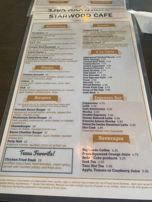 Menu photo 1 Starwood Cafe Dallas, TX Menu photo 1 Starwood Cafe Dallas, TX