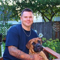 Artistic Wood Design - David and his dog Harley