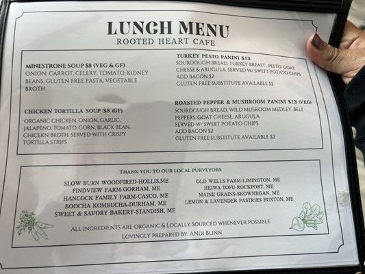 Menu photo 1 Rooted Heart Cafe Buxton, ME