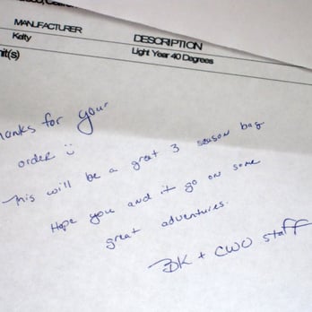 Clear Water Outdoor - Handwritten note on the invoice! Nice! =) - Sports Wear Near Me - Lake Geneva, Wisconsin Clear Water Outdoor - Handwritten note on the invoice! Nice! =) - Sports Wear Near Me - Lake Geneva, Wisconsin