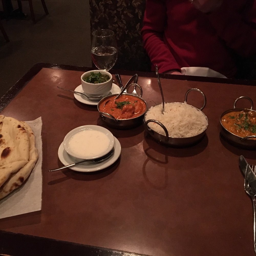 India Palace - Naan, saag paneer, raita, chicken tikka masala, rice, rogan josh - Indian Near Me - Overland Park, Kansas