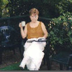 Debbi, Owner Manager on Back Deck