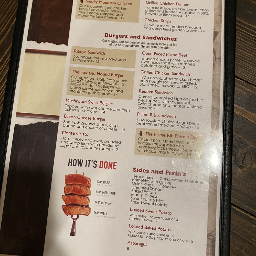 Fox and Hounds Restaurant - Menu - New American Near Me - Newport, Tennessee Fox and Hounds Restaurant - Menu - New American Near Me - Newport, Tennessee